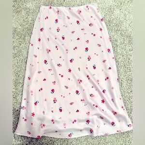 Summery satin midi skirt with elastic in waist, from Francesca’s